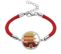 China Architecture Landmark Traditional Pattern Lucky Red String Bracelet Rope Bracelet Handmade