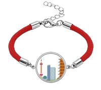 China Architecture TV Tower Landmark Pattern Lucky Red String Bracelet Rope Bracelet Handmade