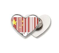 China Bar Code National Chinese Heart Metal Pin Brooch Clip Love