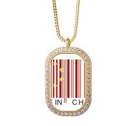China Bar Code National Chinese Necklace Pendant Diamond Crystal Golden Jewelry