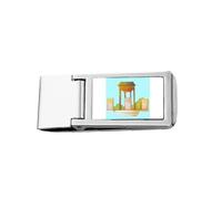China Bell Pavilion Bower Antiquity Slim Money Clip Stainless Holder Pocket Wallet