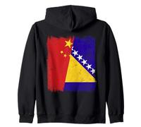 China Bosnia And Herzegovina Half Flag Zip Hoodie