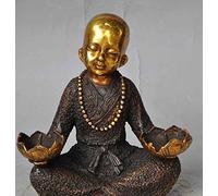 China Buddhism Bronze gilt Buddhist Monk Buddha Statue Lotus Flower Candlesticks