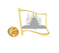 China Building Temple Heaven Wordcloud Golden Metal Flag Lapel Pin Badge