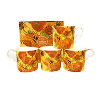 CHINA CAVE SET OF 4 VAN GOUGH SUNFLOWER MUGS GIFT BOXED FREE UK DELIVERY