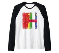 China Central African Republic Half Flag Chinese CAR Roots Raglan Baseball Tee