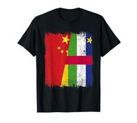 China Central African Republic Half Flag Chinese CAR Roots T-Shirt