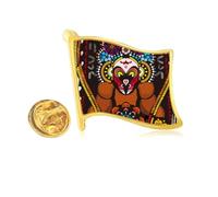 China Chinese Beijing Peking Pattern Golden Metal Flag Lapel Pin Badge