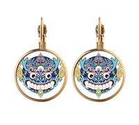 China Chinese Dragon Head Traditional Pattern Gold Clip On Drop Earrings Non Piercing Dangle Jewelry