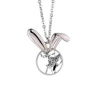 China Chinese Masterpiece Pilgrimage Drawing Rabbit Necklace Pendant Bunny Animal Jewelry Gift