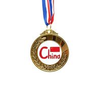China Chinese National Flag Red Pattern Gold Award Winner Medal First Place Ribbon
