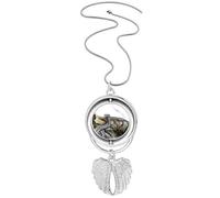 China Chinese The Great Wall Pattern Pendant Angel Wings Rotating Necklace Jewelry