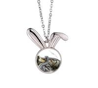 China Chinese The Great Wall Pattern Rabbit Necklace Pendant Bunny Animal Jewelry Gift