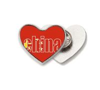 China Country Flag Name Art Deco Fashion Heart Metal Pin Brooch Clip Love