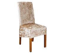 china Crushed Velvet Dining Chair Covers Stretchable Christmas Slipcover Decor (beige)