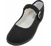 China Doll Mary Jane Womens Cotton Ballet Flats, Black, 5 UK