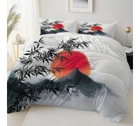 China Duvet Cover Set Ink Painting Bedding Sets Soft Microfiber Duvet Cover Emperor Size 290x235 cm 3D Quilt Cover with Zipper Closure and 2 Pillowcases b.3306