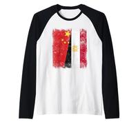 China Egypt Half Flag Chinese Egyptian Heritage Raglan Baseball Tee
