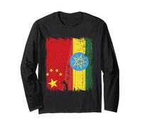 China Ethiopia Half Flag Chinese Ethiopian Roots Long Sleeve T-Shirt