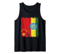 China Ethiopia Half Flag Chinese Ethiopian Roots Tank Top
