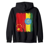 China Ethiopia Half Flag Chinese Ethiopian Roots Zip Hoodie