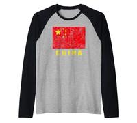 China Flag Chinese National Symbol Patriotic Men Women Raglan Baseball Tee