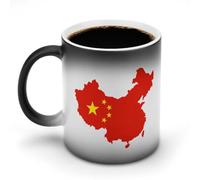China Flag Map Funny Ceramic Mug with Handle Heat Sensitive Coffee Mugs Magic Discoloration Cup