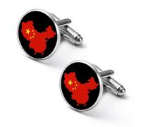 China Flag Map Men's Cufflinks Classic Alloy Cuff Link Fashion Shirt Accessories for Business Party Wedding 1.7cm