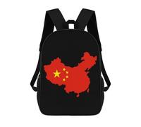 China Flag Map Printed 17 Inch Daypack Unisex Shoulder Backpacks Travel Laptop Backpack for Women Men
