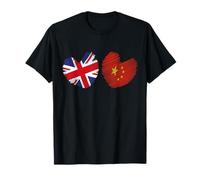 China Great Britain Heart UK Flag Chinese Flag Heart T-Shirt