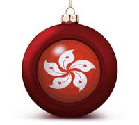 China Hong Kong Flag Christmas Balls Ornaments - National Flag Keepsake - Red China Hong Kong Hanging Ornaments Balls for Christmas Trees Merry Christmas Baubles New Year for Family