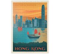 China: Hong Kong, Victoria Harbor, Vintage Poster - Premium 500 pieces Puzzle - MyPuzzle special collection from Anderson Design Group
