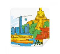 China Hong Kong Victoria Watercolor Glasses Cleaning Cloth Phone Screen Cleaner Suede Fabric 2pcs