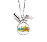 China Hong Kong Victoria Watercolor Rabbit Necklace Pendant Bunny Animal Jewelry Gift