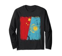China Kazakhstan Half Flag Chinese Kazakh Jersey Long Sleeve T-Shirt