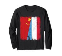 China Luxembourg Half Flag Chinese Luxembourgish Jersey Long Sleeve T-Shirt