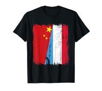 China Luxembourg Half Flag Chinese Luxembourgish Jersey T-Shirt