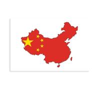 China Map And Flag Canvas Poster Wall Art Decor Print Picture Paintings for Living Room Bedroom Decoration 08x12inch(20x30cm)