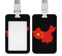 China Map Flag Printed Badge Holder with Lanyard Plastic Name ID Card Cases Work Tag