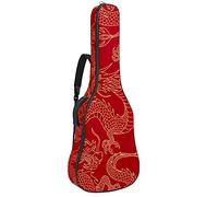 China Myth Golden Dragon Red Soft Electric Guitar Gig Bag with Dual Adjustable Shoulder Strap for Bass Guitar Acoustic and Classical Folk Guitar