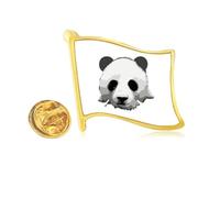 China National Treasure Panda Outline Golden Metal Flag Lapel Pin Badge