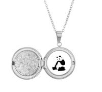 China National Treasure Panda Outline Locket Necklace Hold Picture Jewelry Birthday Gift