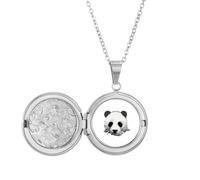China National Treasure Panda Outline Locket Necklace Hold Picture Jewelry Birthday Gift