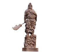 China Natural Ebony Black Wood Carved Guan Gong Yu Warrior God Statue (16" H x 4" L x 3.2" W)