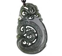 China Natural Hetian Green Jade Nephrite Carved Fengshui Zodiac Dragon Beast Pendant Amulet