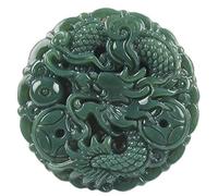China Natural Hetian Green Jade Nephrite Carved Fengshui Zodiac Dragon Beast Pendant Amulet