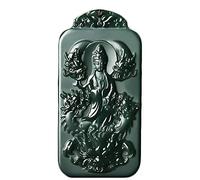 China Natural Hetian Green Jade Nephrite Carved Kwan Yin Goddess Pendant Amulet (9 Dragon Kwan Yin Goddess)