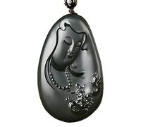 China Natural Hetian Green Jade Nephrite Carved Kwan Yin Goddess Pendant Amulet (Dragon Kwan Yin Goddess 2#)
