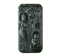China Natural Hetian Green Jade Nephrite Carved Kwan Yin Goddess Pendant Amulet (Kwan Yin & Amitabha & Maitreya Buddha)