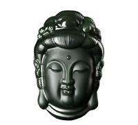 China Natural Hetian Green Jade Nephrite Carved Kwan Yin Goddess Pendant Amulet (Kwan Yin Bust Head)